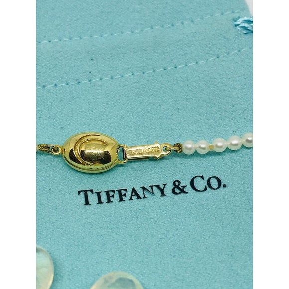 18K Yellow Gold Iridesse Tiffany & Co Pearl Strand with Quartz Drops 18" - Picture 10 of 10